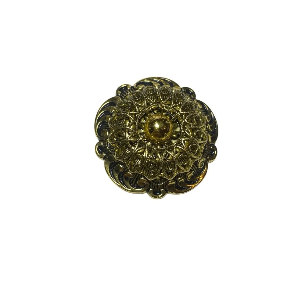 Vintage West Germany Gold-Tone Scarf Clip Round Filigree Detail‎ Old Money